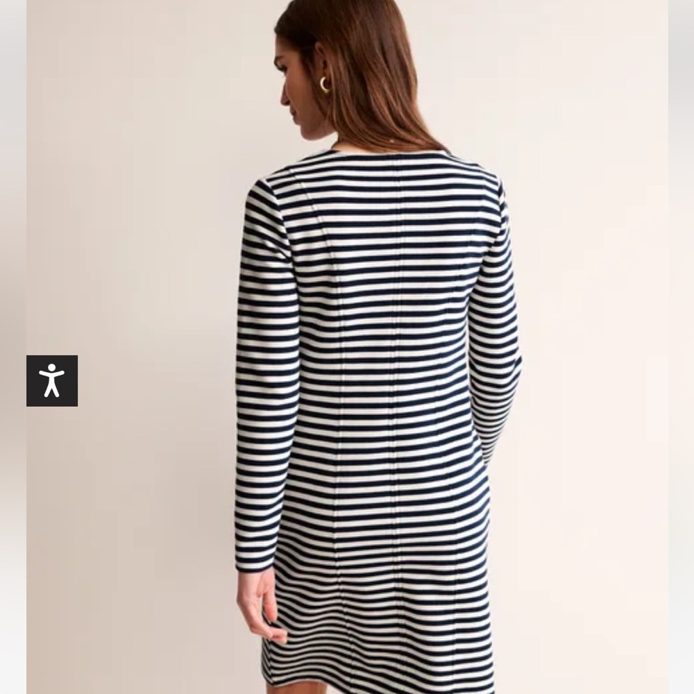 Boden Navy and White Striped Midi Dress